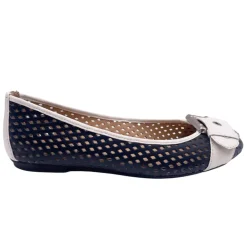 Waffle - Navy White Leather
