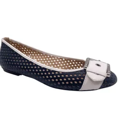 Waffle - Navy White Leather